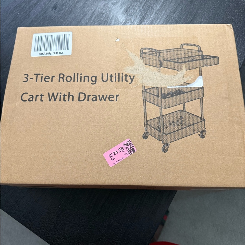 3-Tier Rolling Utility Cart with Drawer